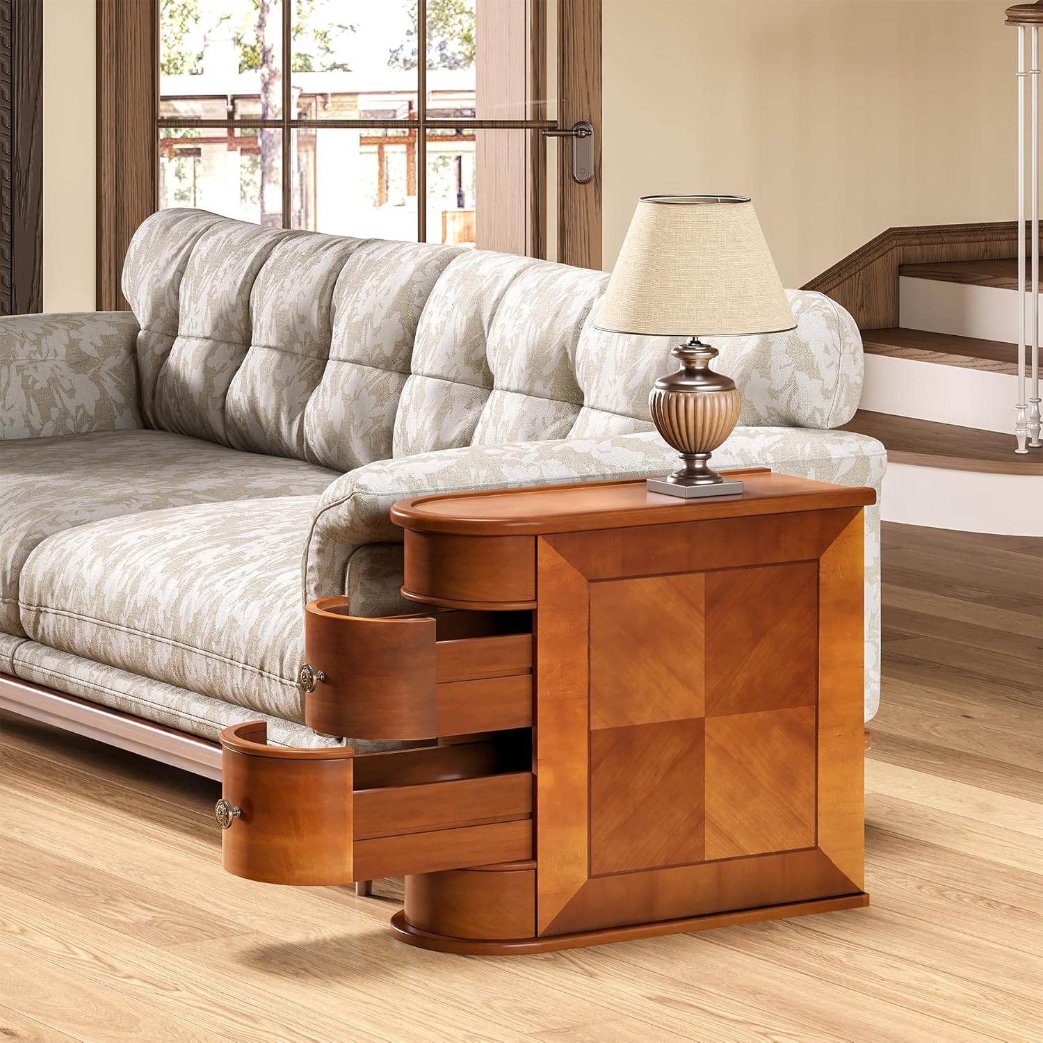Wooden Side Table with Two Drawers - Image 2